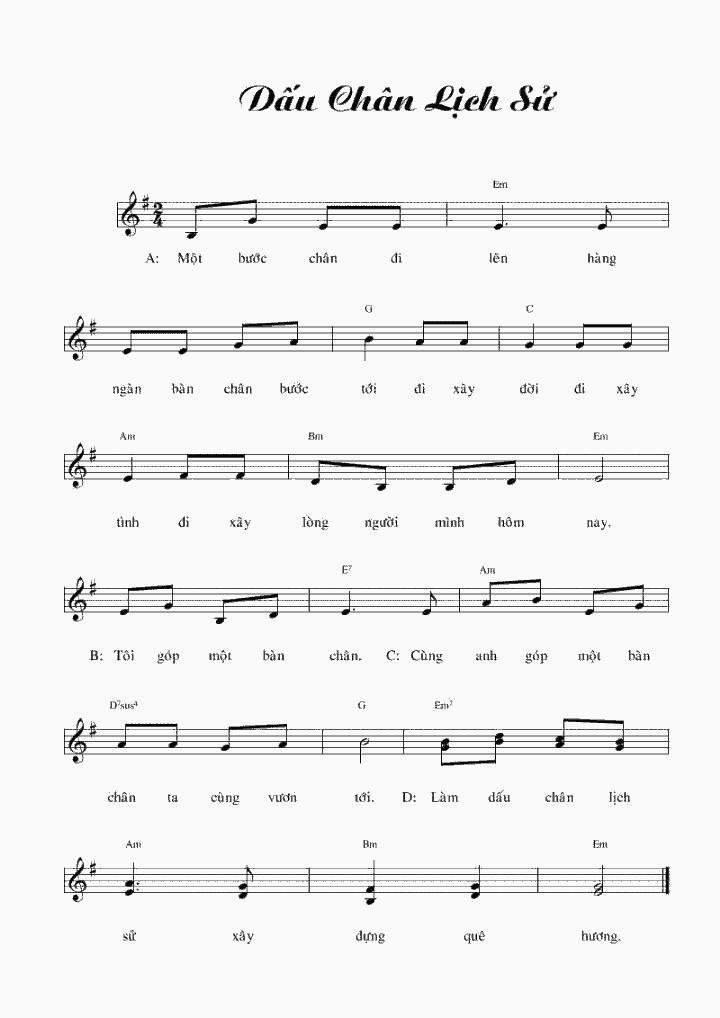 Sheet nhạc Dấu Chân Lịch Sử